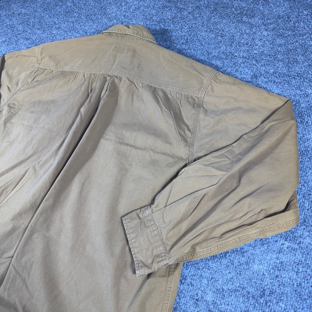 Vintage Carhartt Long Sleeve Cotton Canvas Work Shirt Brown Men's Large - Picture 4 of 11